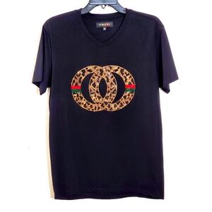 Pavini Men's Black Short Sleeve V-Neck Cotton T-shirt Size M